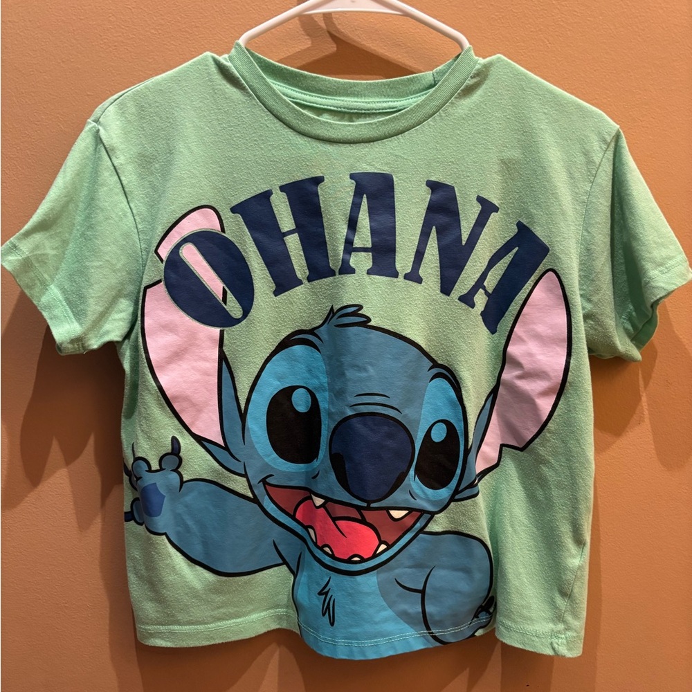 Disney Stitch Green Ohana Cropped Top Size Medium